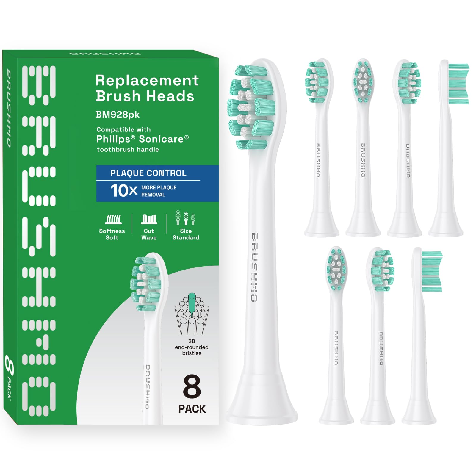 Brushmo Replacement Toothbrush Heads Compatible with Sonicare Electric Toothbrush 8 Pack