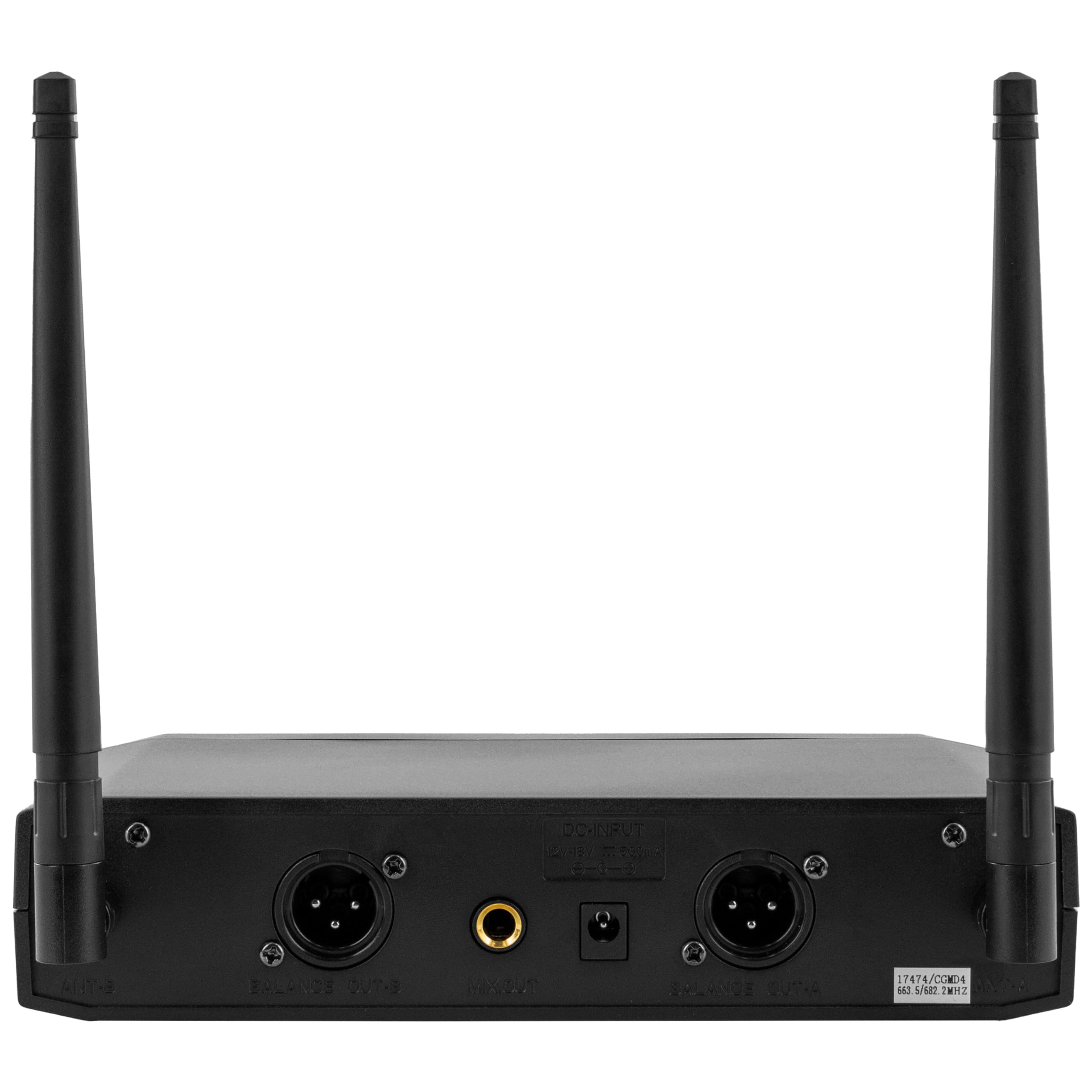 BoomToneDJ UHF Duo - Système Complet micros sans Fil UHF - 2 Microphones dynamiques Main - Double Canal - 663.5 et 682.2 MHz. Idéal pour Chant, Discours, Karaoke, Animation.