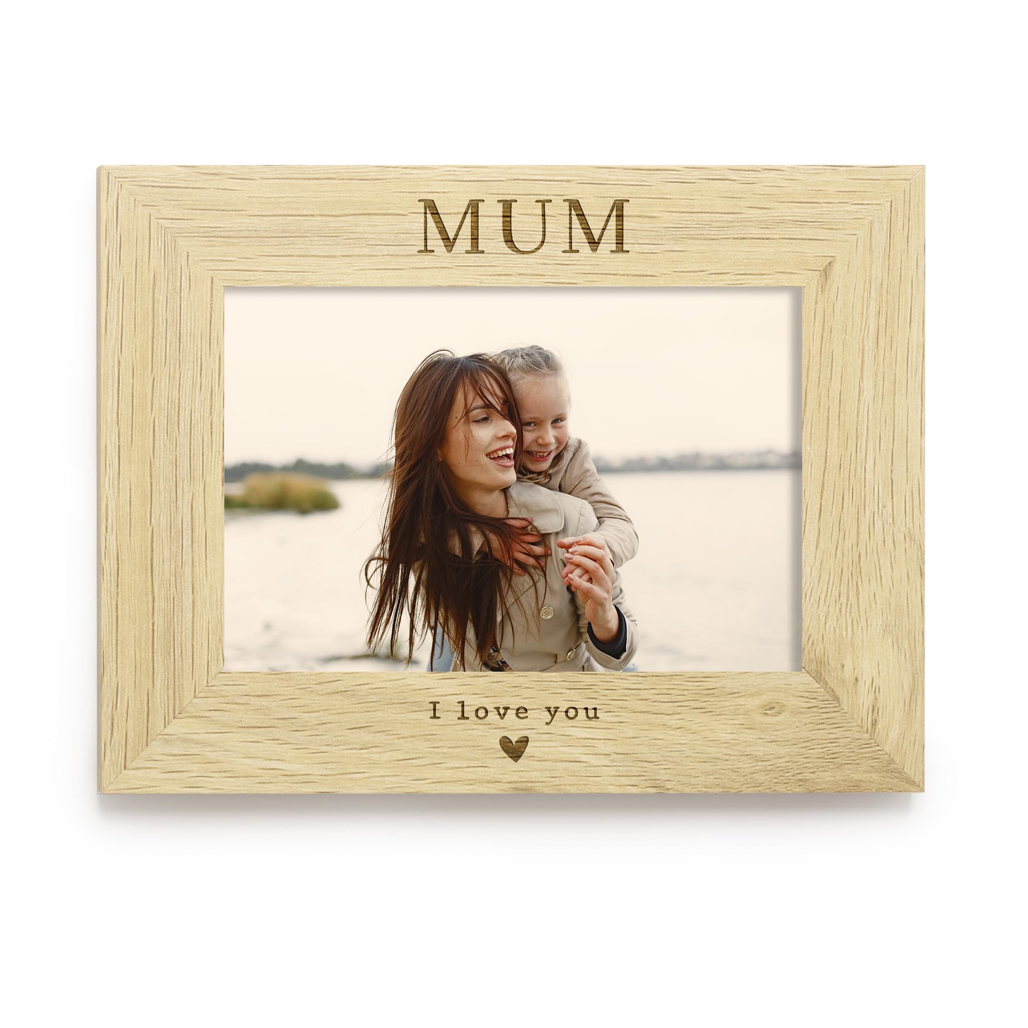 Mum I Love You Photo Frame 4x6, Engraved Wooden Picture Frame for Mum, Mothers Day Gift from Child, Children, Mummy, Mom, Birthday Gift, Keepsake Frame (Landscape)