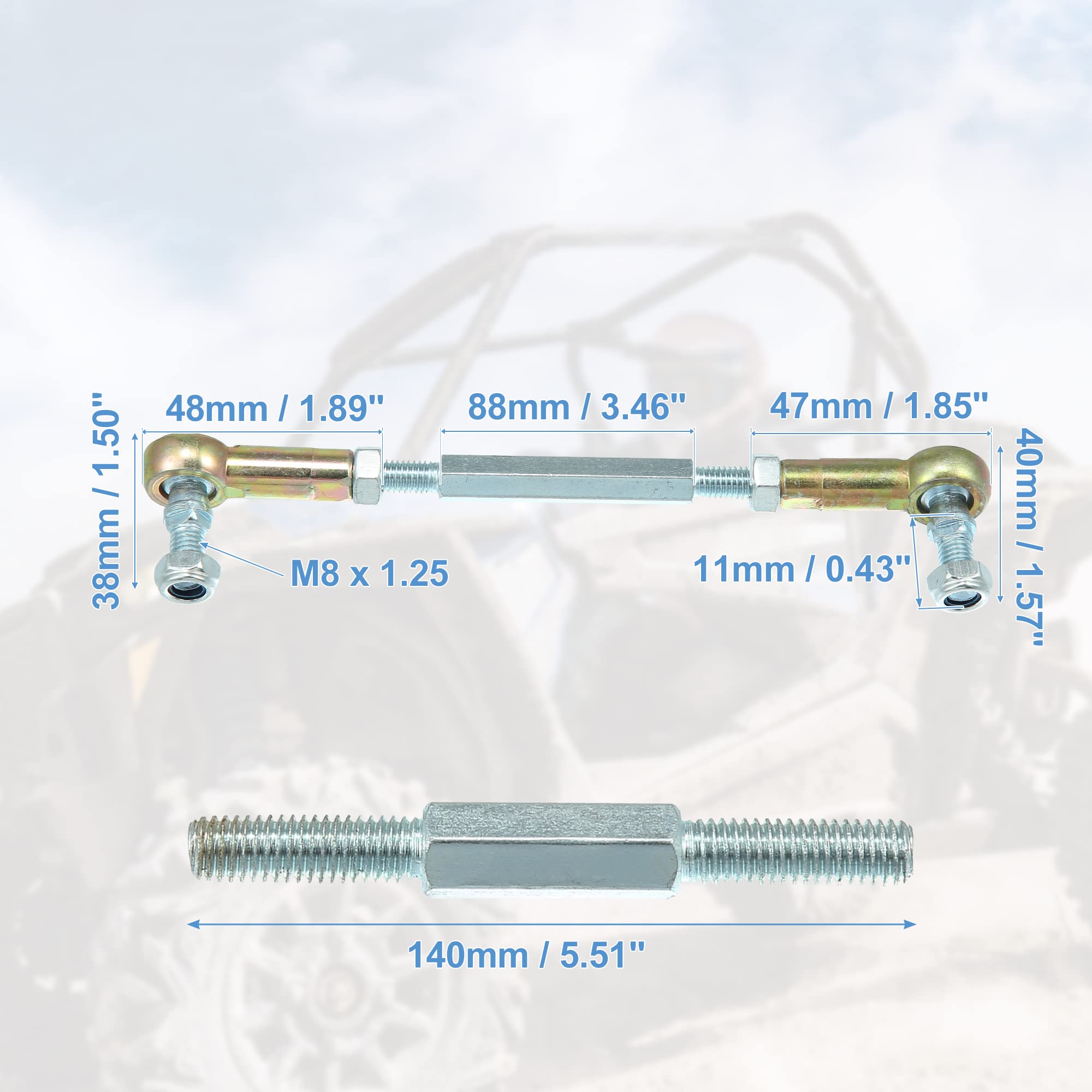 X AUTOHAUX 2 pezzi Tiranti dello Sterzo M8 140mm per ATV 50cc 70cc 90cc 110cc 125cc