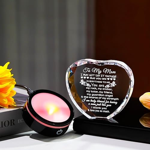Miniatura 8 de YWHL Regalos para mamá de hija, hijo, madres, Día de la Madre, regalos de cumpleaños, cristal único para mi mamá, regalo de recuerdo de corazón para