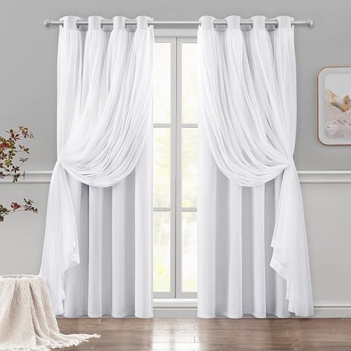 HOMEIDEAS Cortinas opacas de doble capa de color rosa de 63 pulgadas de largo, 2 paneles de cortinas para habitación de niñas y niños, cortinas