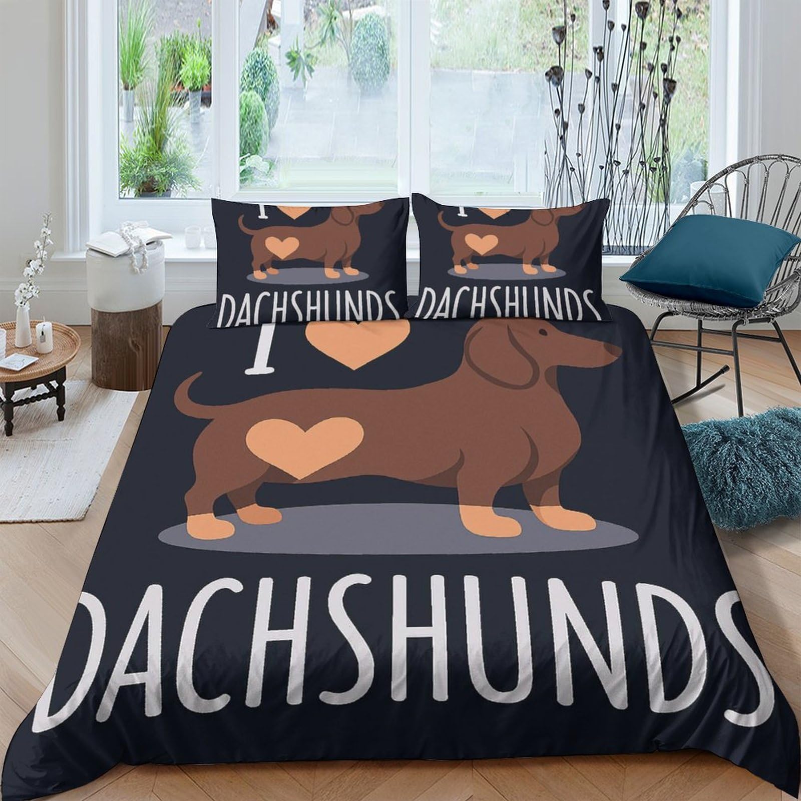 Ctjqhvkz Style-3 3D Printed Dachshund Dog Fitted Sheet Microfiber Anti-Slip Easy Care Cartoon Mattress Cover For Bedroom Guest Room Decor Single（135X200cm）