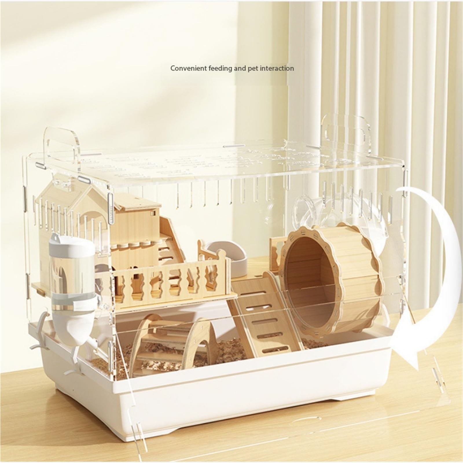 Cage à Hamsters Cage à Hamster Double Couche entièrement Transparente, Salle de Bain extérieure dissimulée, spacieuse