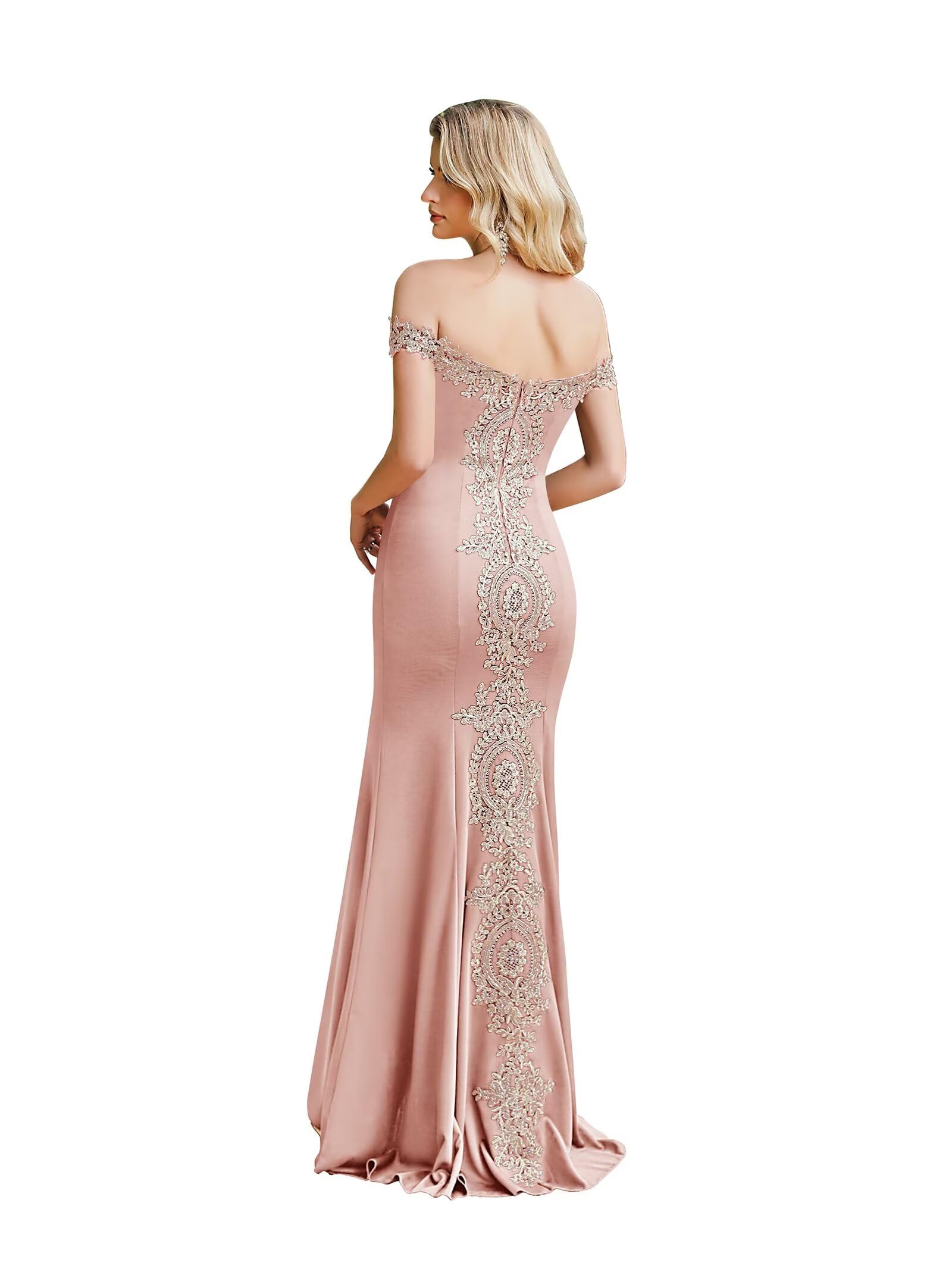 Robe de soirée de mariage sirène dos nu dentelle brodée avec traîne