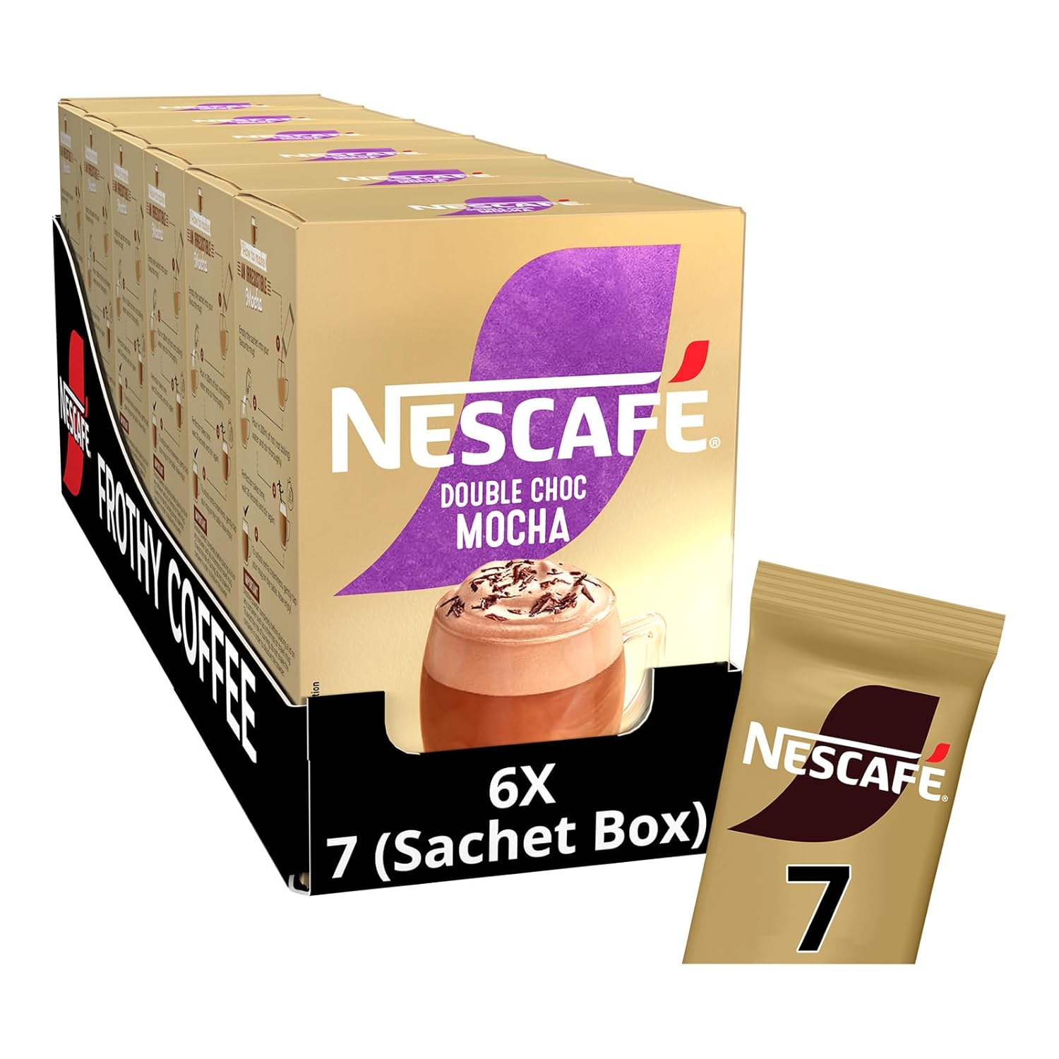 NESCAFÉ MOCHA Double Choco Instant Coffee Sachets x7 (Pack of 6, Total 42 Sachets)