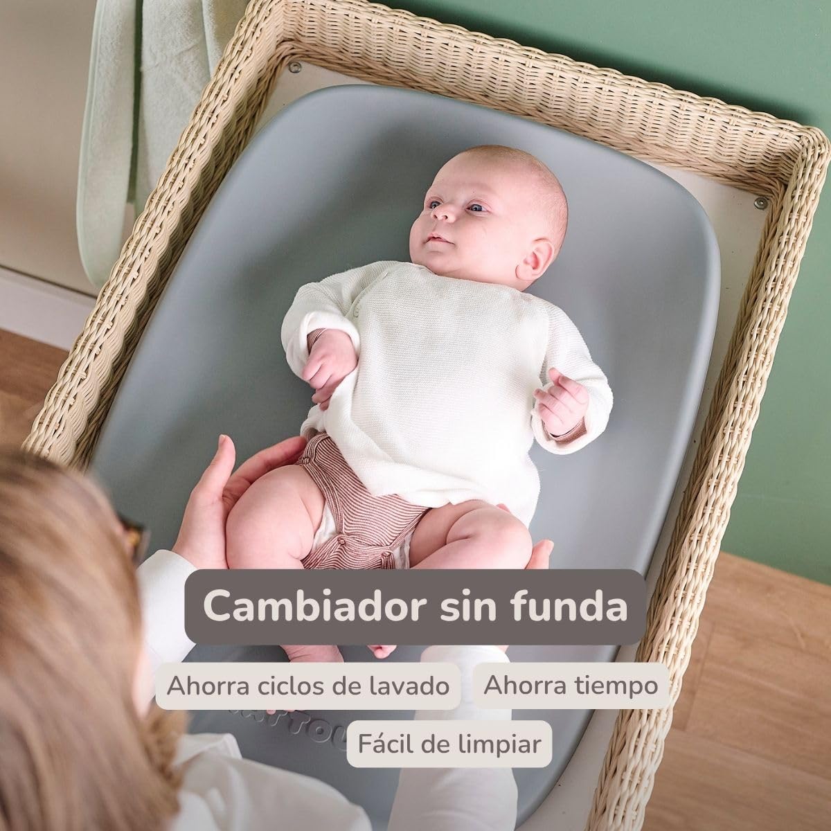 Nattou Cambiador bebe - Softy Cambiador silicona bebe de suave espuma de PU - Lavable - 50 x 70 cm - Gris
