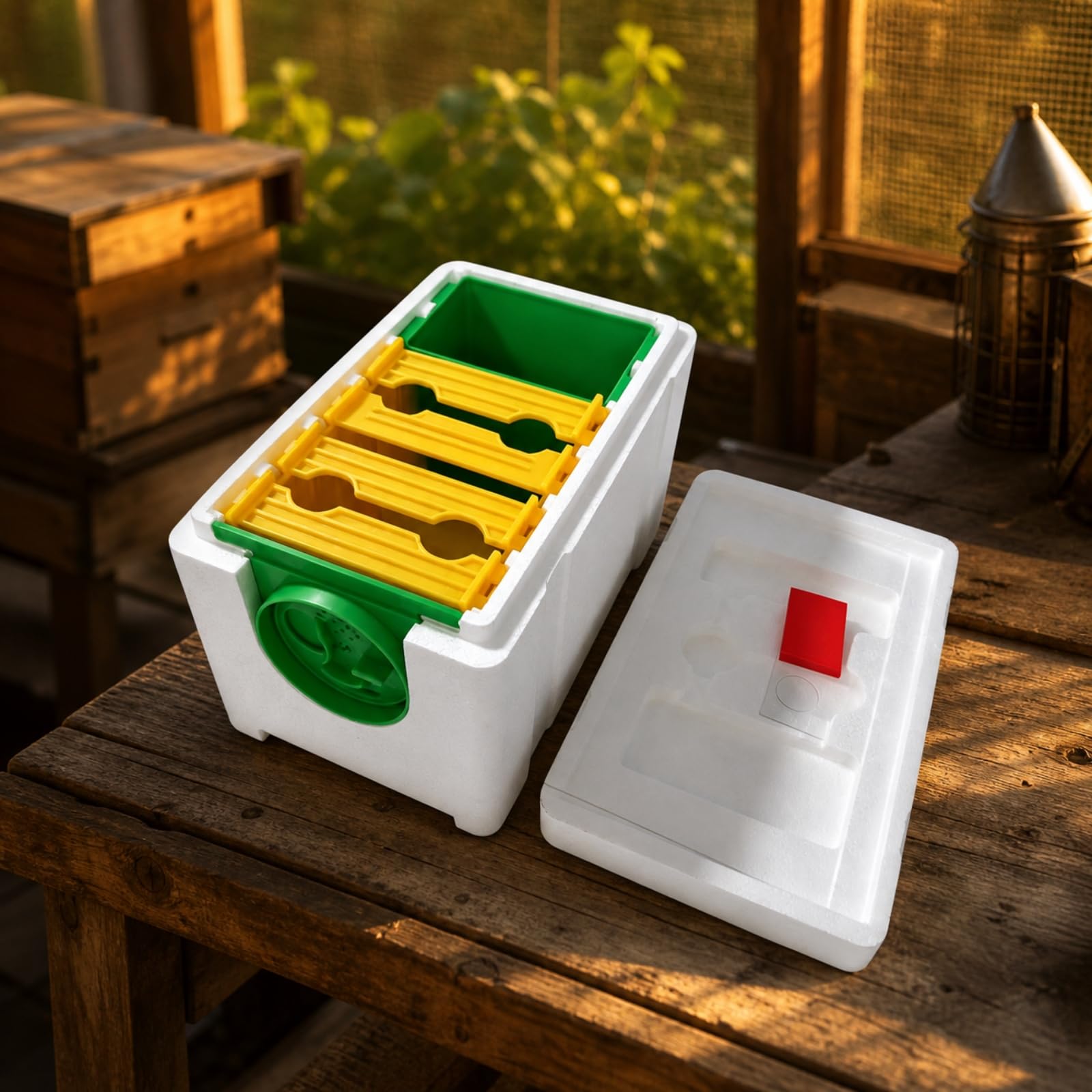Colcolo Nid D'élevage Fécondation en Mousse | Stable, Boîte à Abeilles en Mousse, pour apière, 4 Cadres