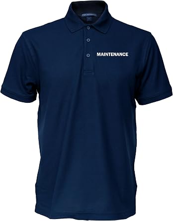 Smart People Clothing Maintenance Easy Care Polo with Front and Back Screen Prints, Staff Shirt, Hotel Uniform, Housekeeping.