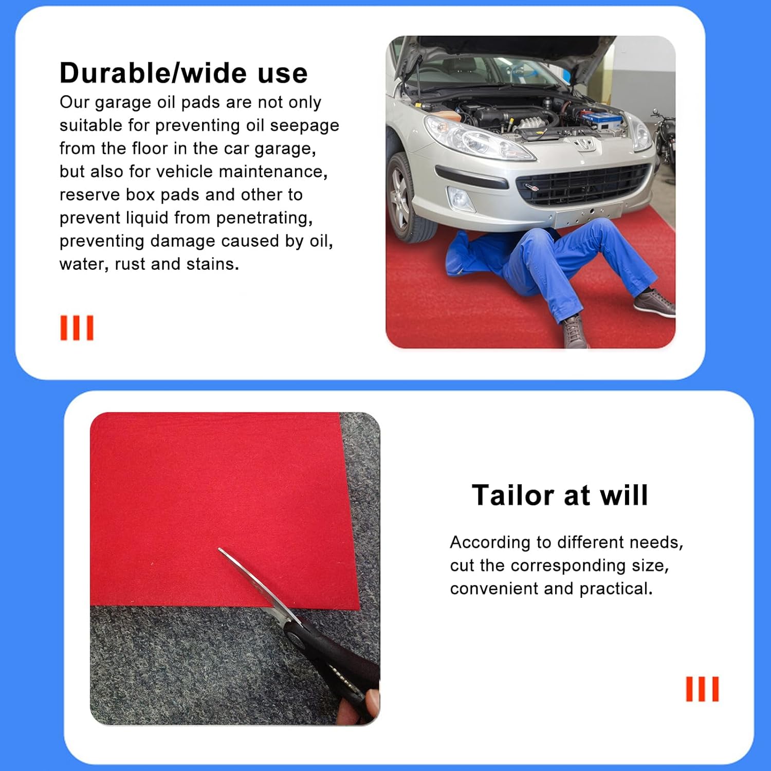 Extra Large Garage Flooring Oil Spill Mat Absorbent Floor Mats Under Car, Red Garage Carpet Parking Rug for Oil Drip Change, Waterproof Non Slip Covering 7.4x17ft