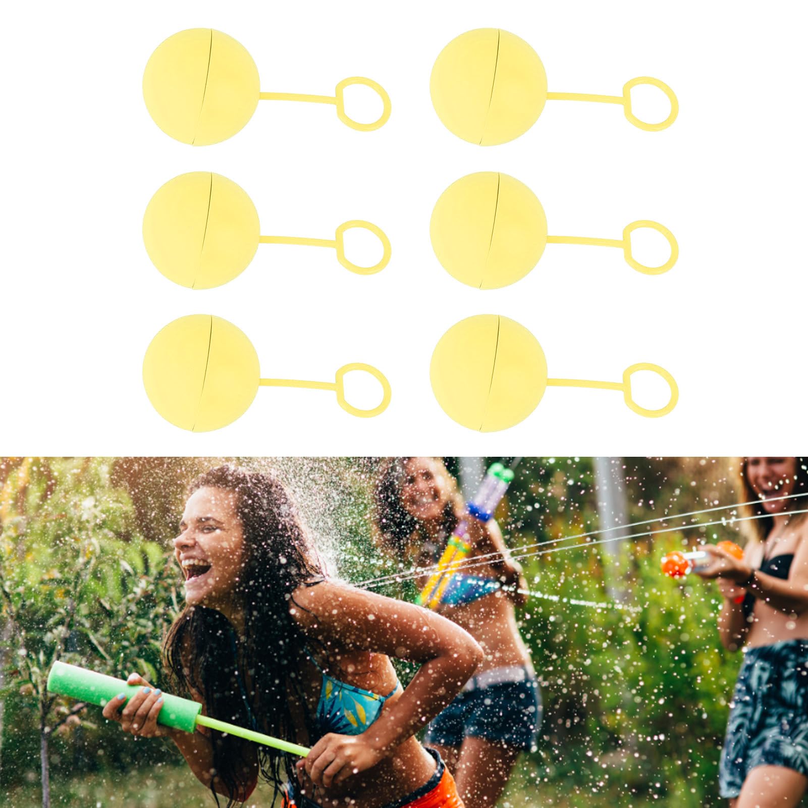 Water Ball Refillable Water Balloons Self Sealing Reusable for Pool Party (Yellow)