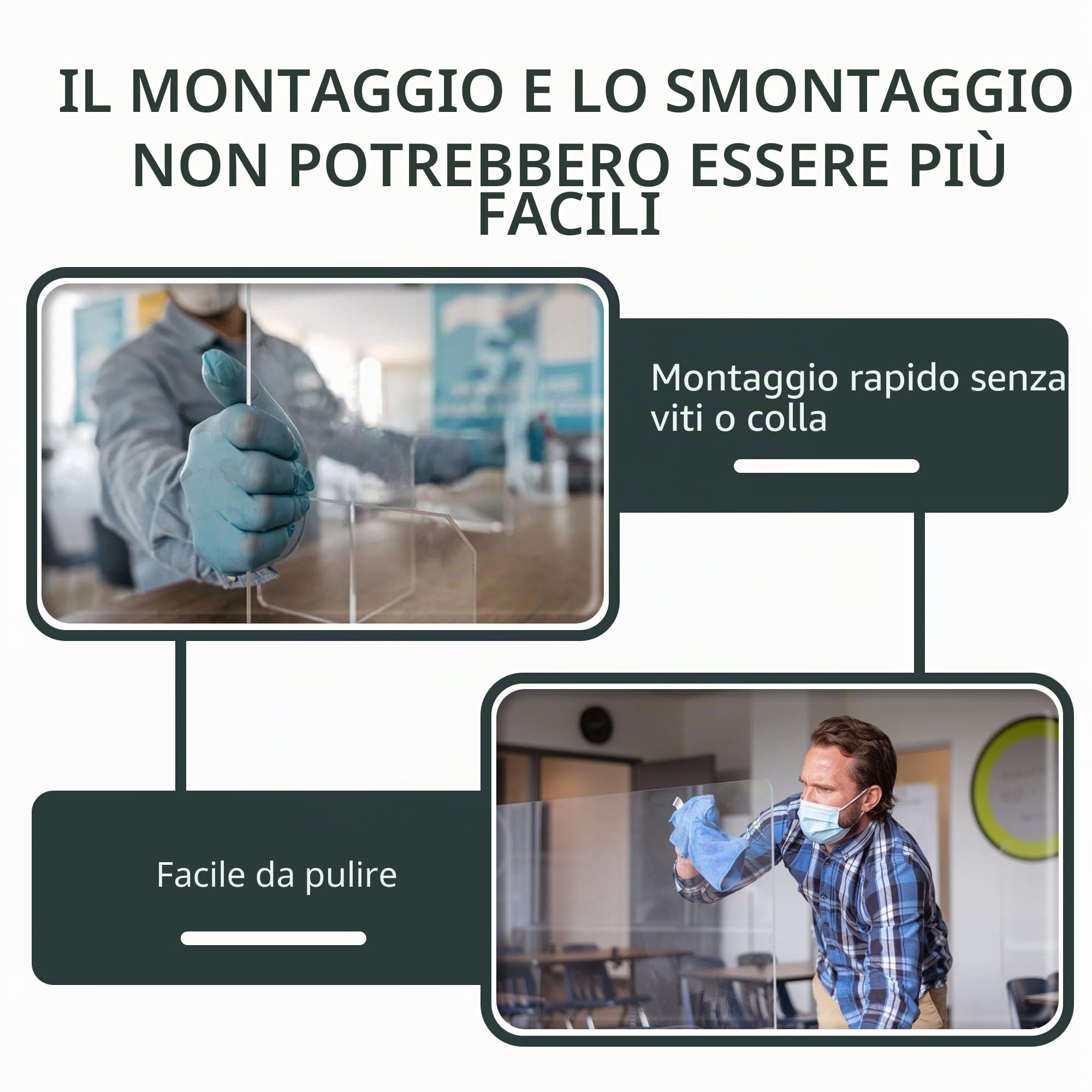A+H Kunstoffe, protezione da sputi e tosse, tipo: 1, lunghezza: 50 cm, per la ristorazione, in PETG, per banconi delle vendite e vetrine di dolci, in vetro trasparente, Stärke 4mm
