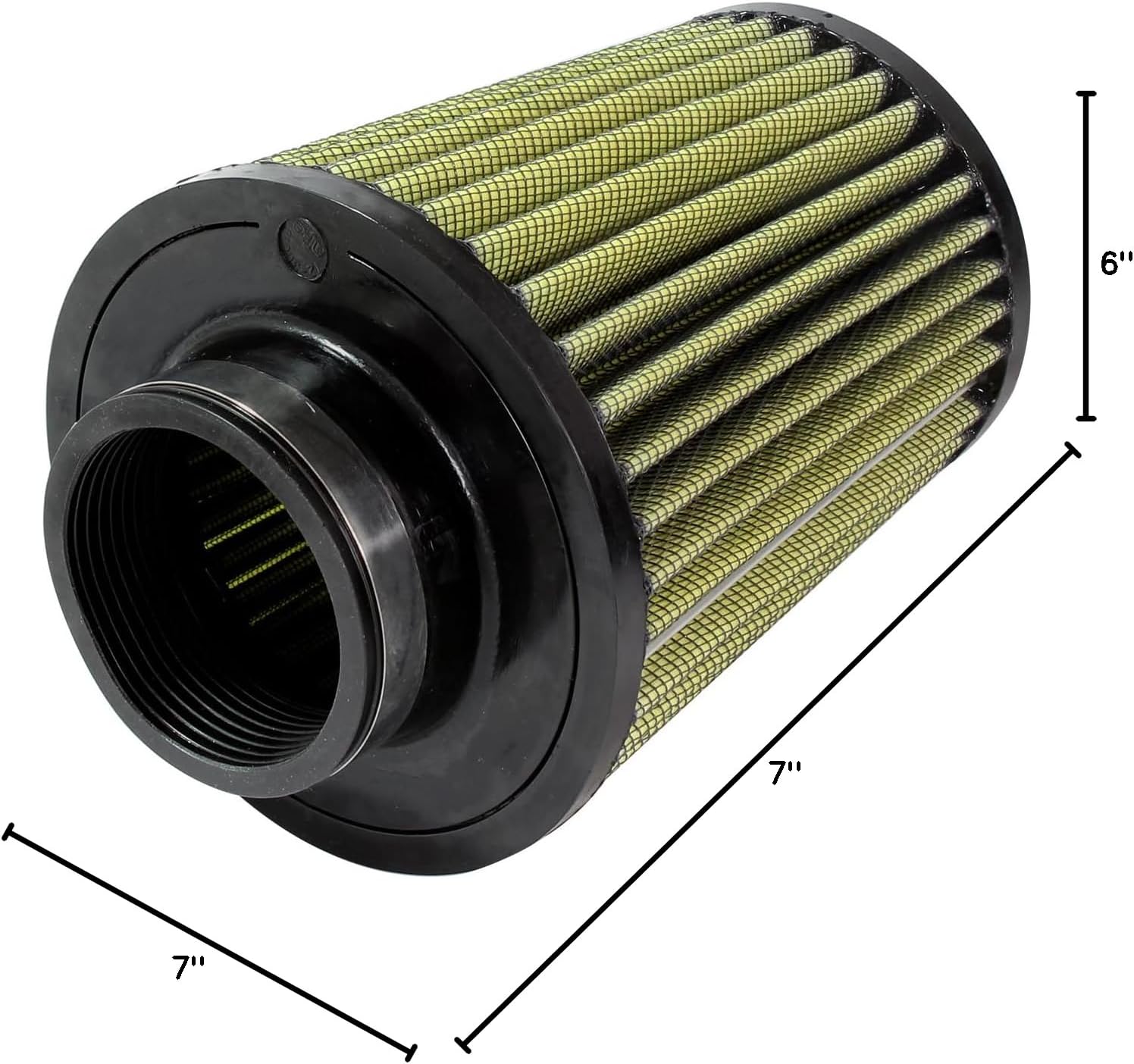 aFe POWER Magnum FLOW Universal Air Filter with dimensions labeled