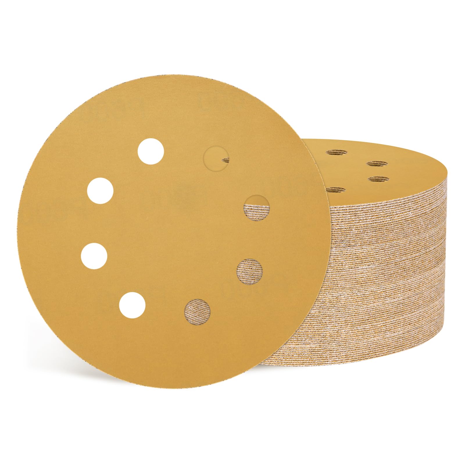 Kozelo 50 Pcs Sanding Disc 125 mm 800 Grit 8 Hole Hook and Loop Random Orbital Sandpapers Suitable for Drywall Sander Wood Metal Furniture, Yellow