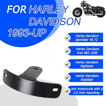 Rear Side License Plate Bracket for Harley Davidson 1993-2025 for Sportster 48 72 | Iron 883 1200 | Nightster & Roadster | Side Mount License Plate | 1/2 Shock Mount | Side Customization