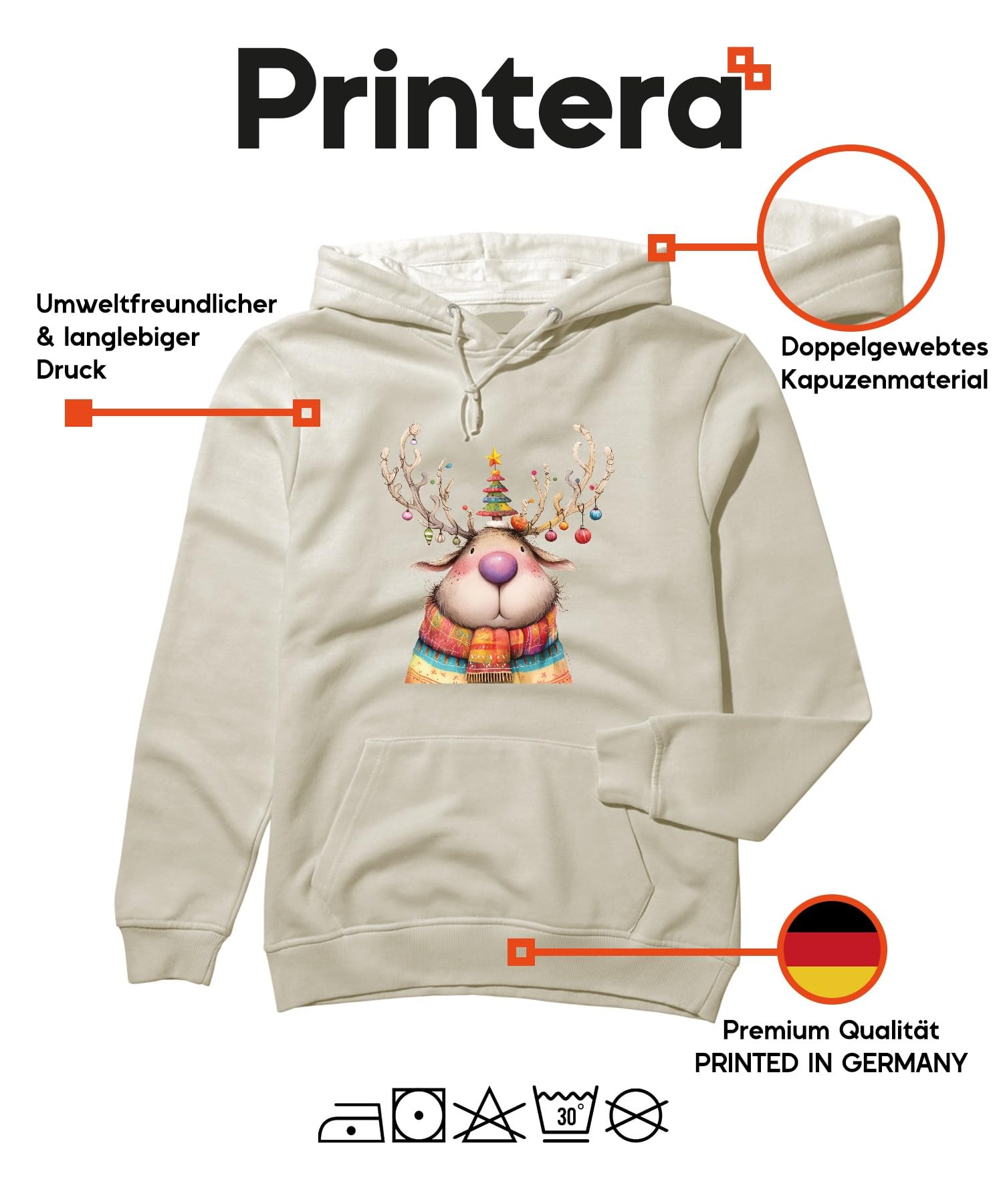 Uroczy renifer bożonarodzeniowy różowy nos kolorowy szal prezent unisex bluza z kapturem bluza z kapturem