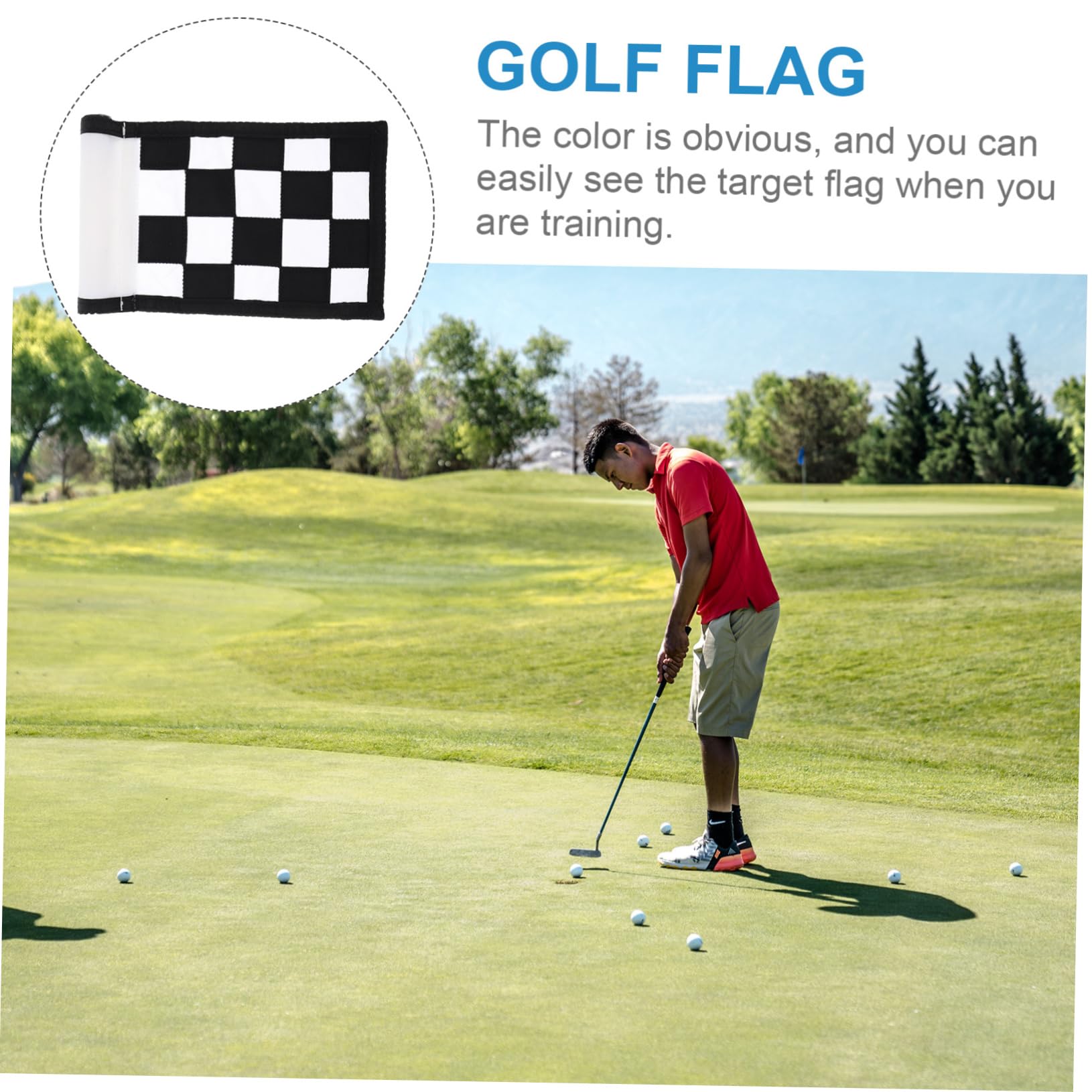 POPETPOP Golf Course Supplies Portable Practicing Golf Flag High Visibility Checkered Flag for Training