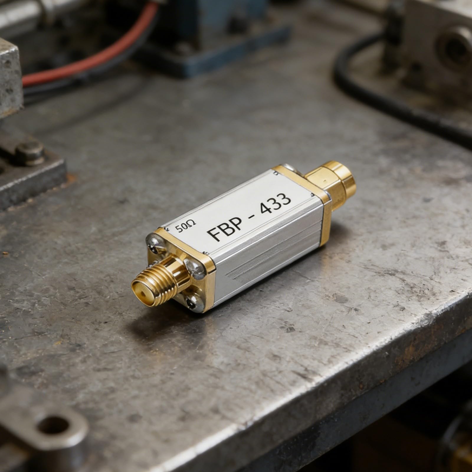 Filtro passa a banda 390-470 MHz per 433 MHz, filtro RF da 50 Ohm con riduzione di inserimento <3,5 dB, soppressione >50 dB, capacità di carico 10 W, compatto per trasmissione video e applicazioni SMA