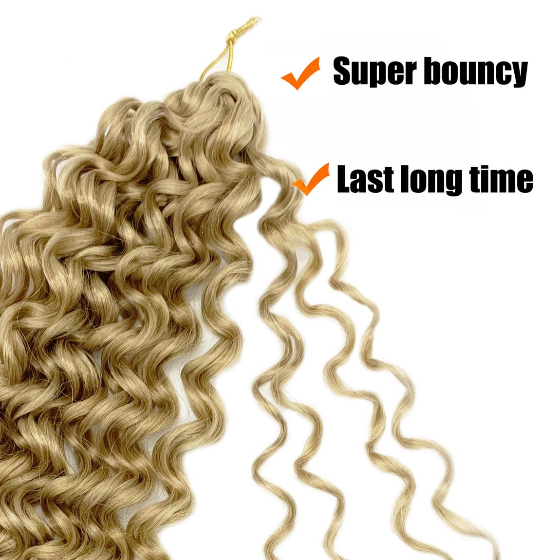ENBEAUTIFUL Curly Crochet Hair Beach Curl Water Wave Deep Wave Wavy Braids For Black Women(18inch, 8packs, Light Brown/Blonde)