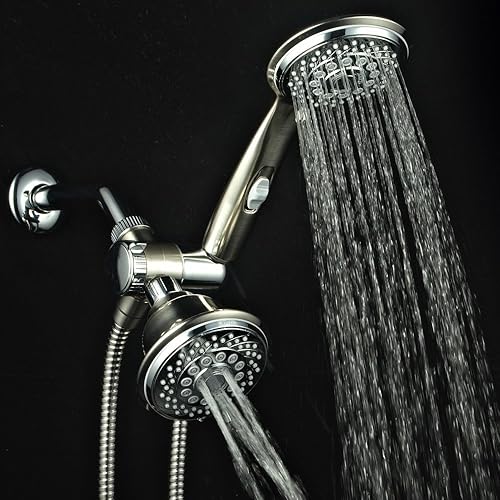 Miniatura 5 de HotelSpa - Combo de cabezal de regaderaregadera de mano de 2 tonos (cromoacabado de níquel cepillado) de lujo de colección de diseñador con 30
