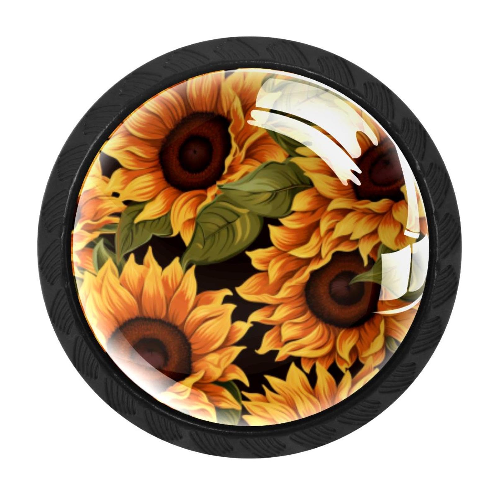 CHENZZZZ 4 Pack Cabinet Handles Skull Sunflower Kitchen Drawer Pulls Furniture Door Handles for Cupboard Bedroom Wardrobe