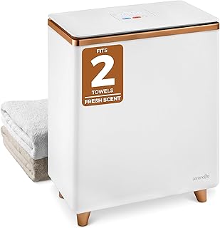 SereneLife Luxury Rectangle Towel Warmer - Spa & Bathroom Heater with Custom Fragrance, Auto Shut-Off, Fits 2 large Towels, Blankets, Bathrobes, PJ's - Perfect Gift for Him & Her (Rose Gold)