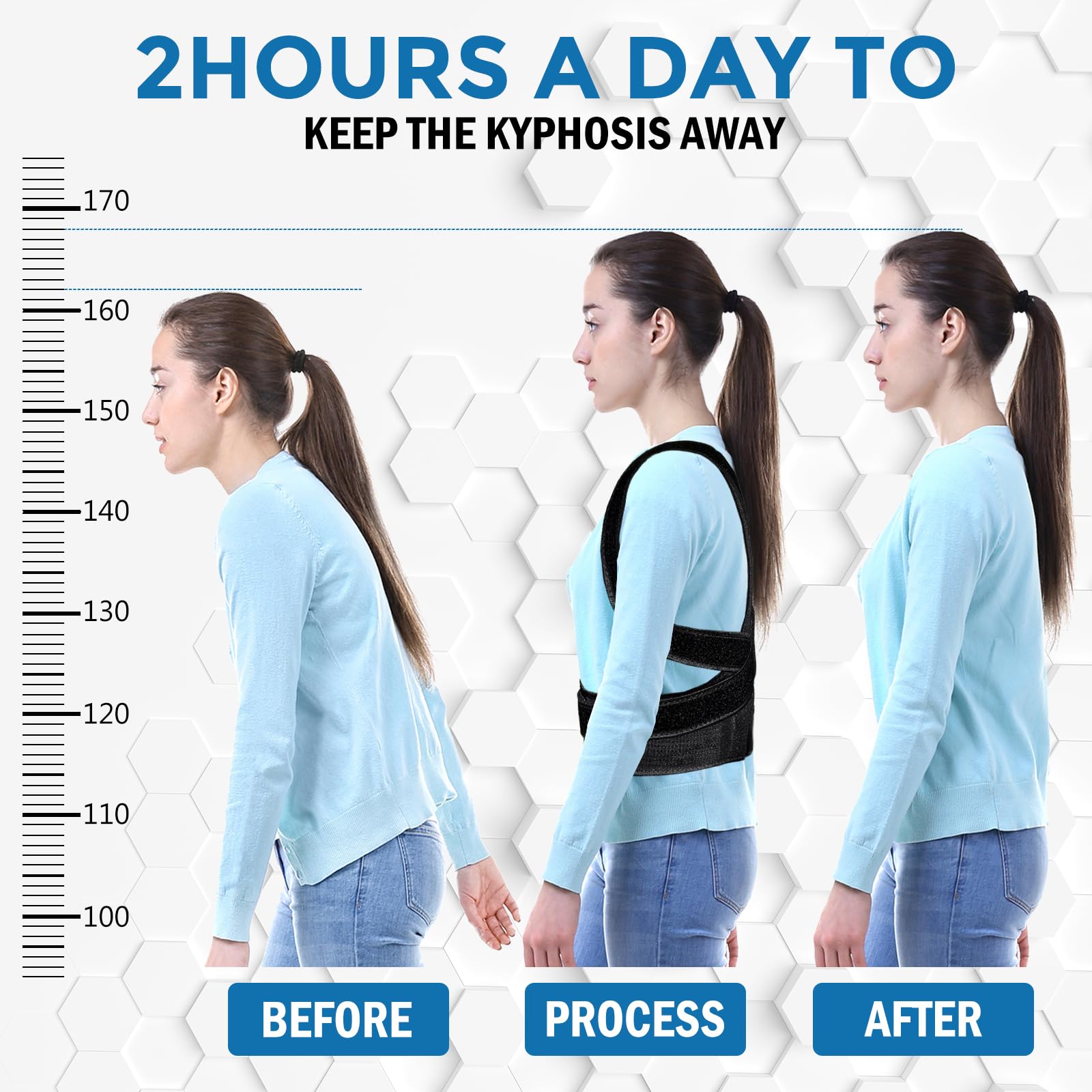 LAFUYSO Posture Corrector for Men & Women - Back Brace for Posture Support, Spine Alignment, and Pain Relief - Adjustable & Breathable Design for Neck, Shoulder, and Back Comfort