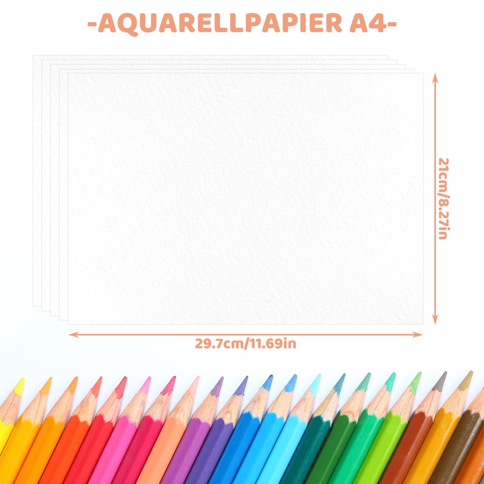 50 Fogli Carta Acquerello A4 230g/m&sup2; - Per Acrilici, Gouache E Disegno