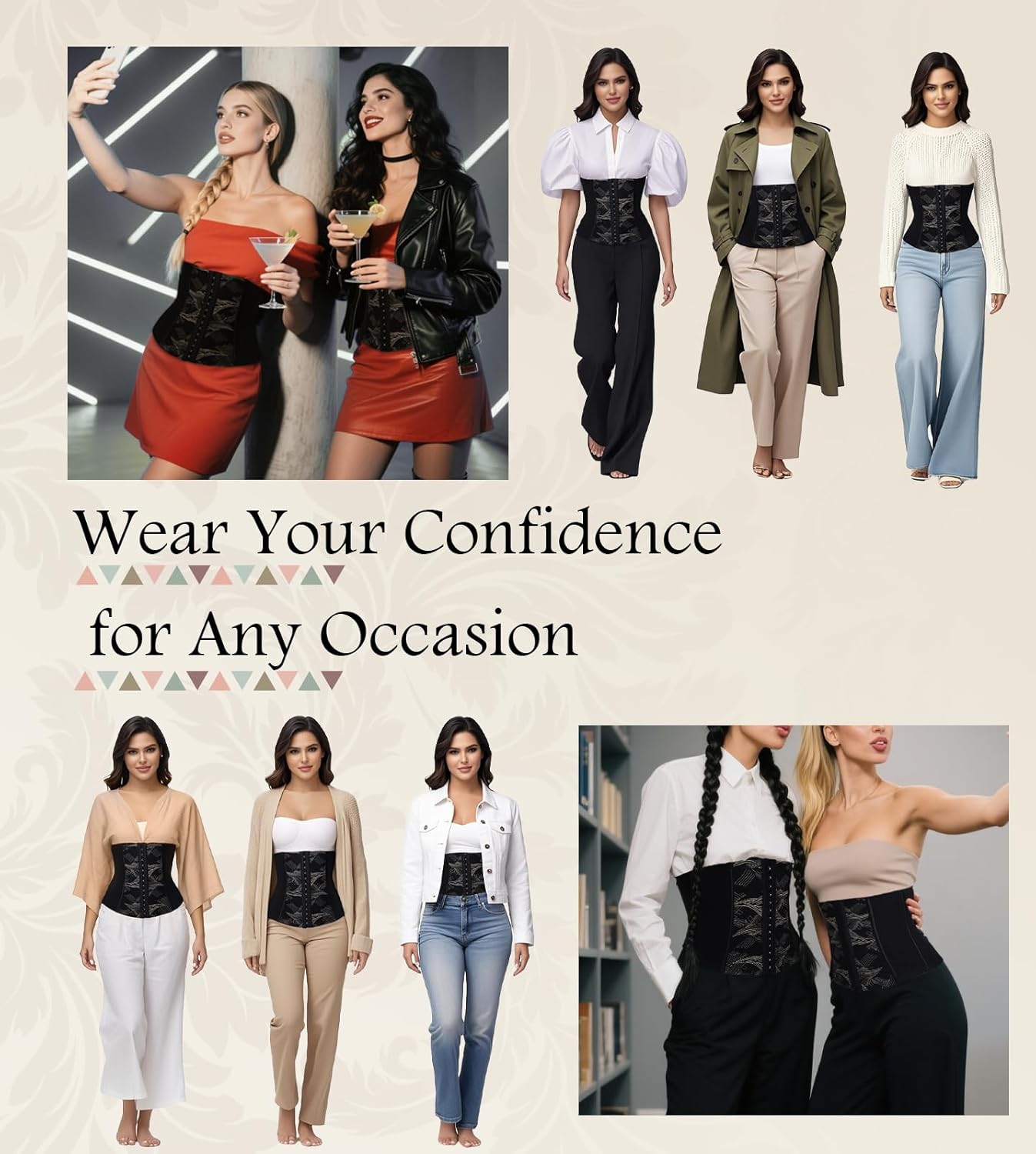 SHAPSHE Corset Top Waist Trainer Shaper Cincher Womens Corset Shapewear Black Going Out Underbust Faja Body Shaper with Hooks - Image 7