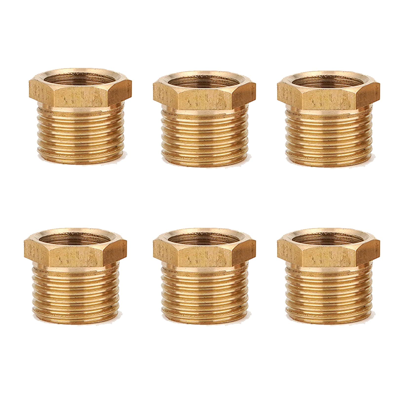 TMP1105 6PCS BSP Male to Female Thread Brass Reducer Bushing, Reducing Pipe Fitting Coupler Connector Adapter (Color : 02-03)