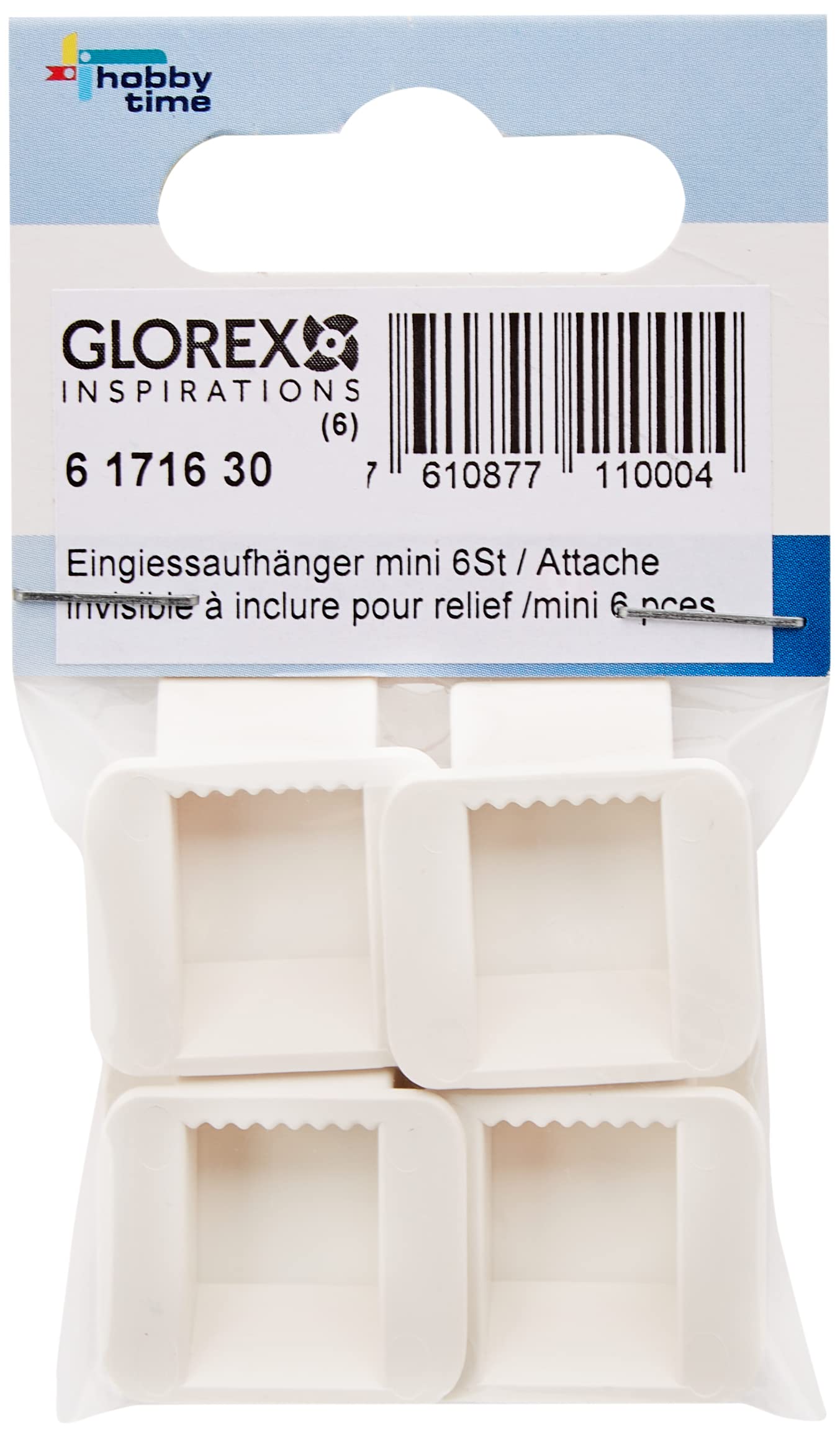 Glorex Gancio Appendimodelli 10 Pezzi - Bianco, 25x20 Mm, Per Fissaggio Oggetti
