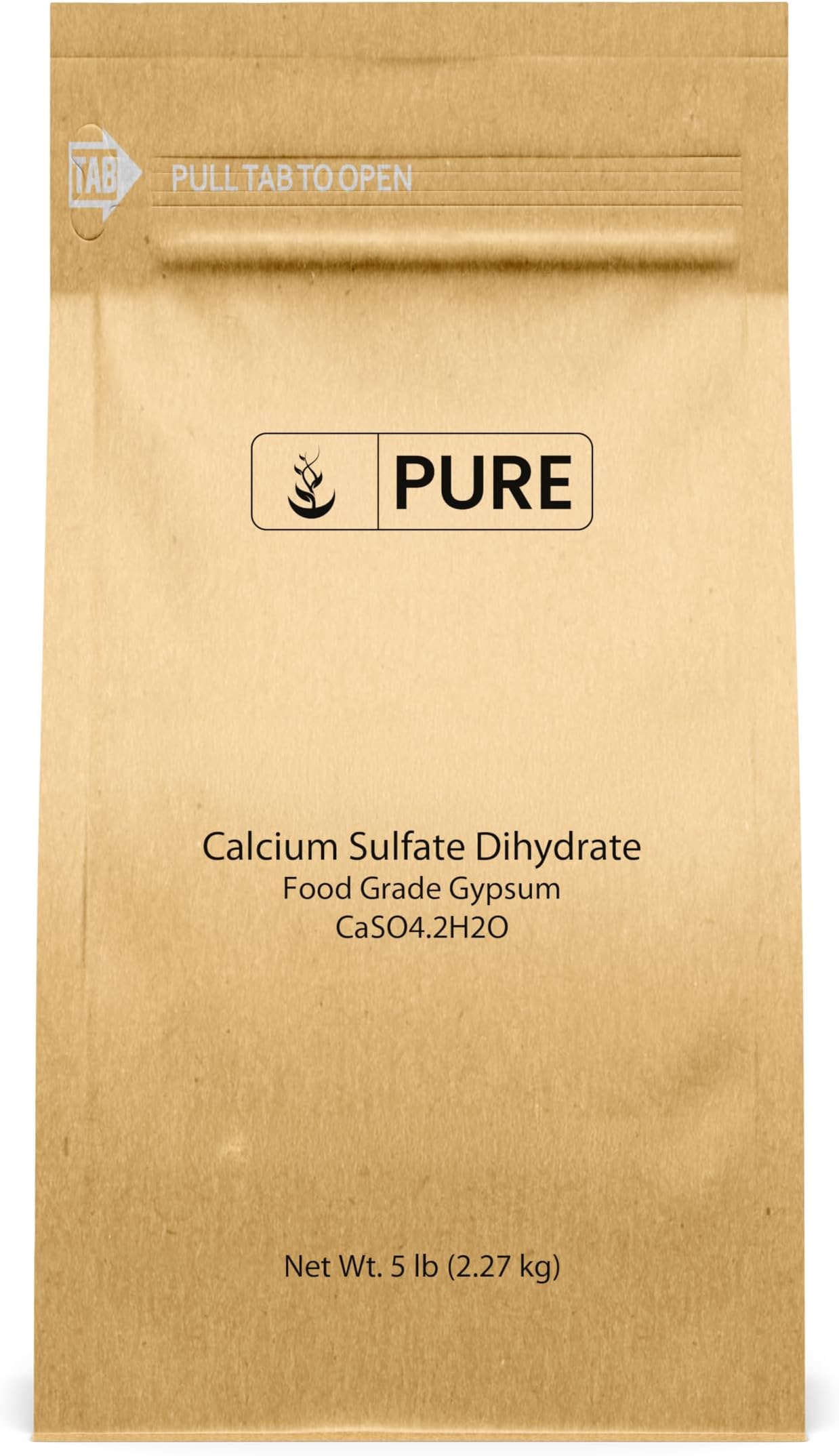 PURE ORIGINAL INGREDIENTS Calcium Sulfate (Gypsum) (5 lb.) by Eco-Friendly Packaging, for Multiple Uses Including Baking, Water Treatment, and Gardening