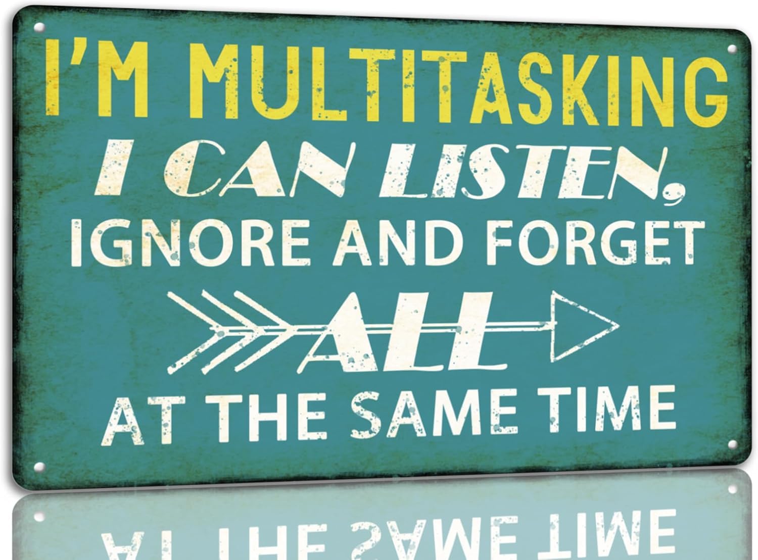 SMAZDFXX I'M Multitasking I Can Listen Ignore And Forget All At The Same Time Tin Sign Funny Sarcastic Metal Signs Wall Decor For Man Cave Cafes Bar Club Accessories 5.5"x8"