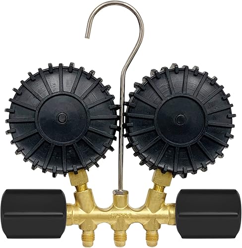 Miniatura 2 de HCPRO HC-2V2Y3P Juego de manómetros de latón de 2 vías R32, R290, R600 (hidrocarburos) FC PSI, 3-18 pulgadas, (3) mangueras estándar de  de pulgada