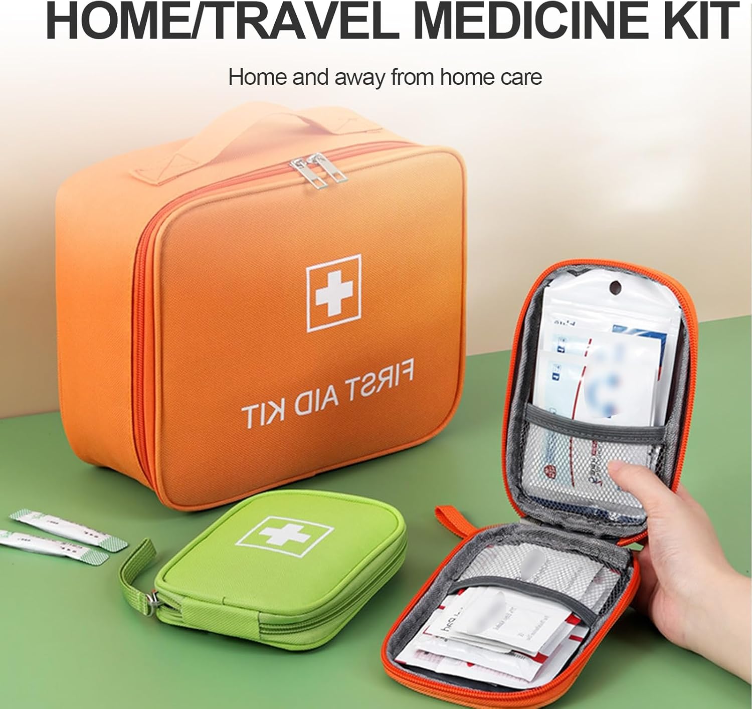 Portable Home Travel Medication Organizer Kit, Medical First Aid Kit, Large Capacity Empty Healthcare Pill Box Medication Organizer For Emergency, Home, Travel(Green,9.4x3.9x7.9in)