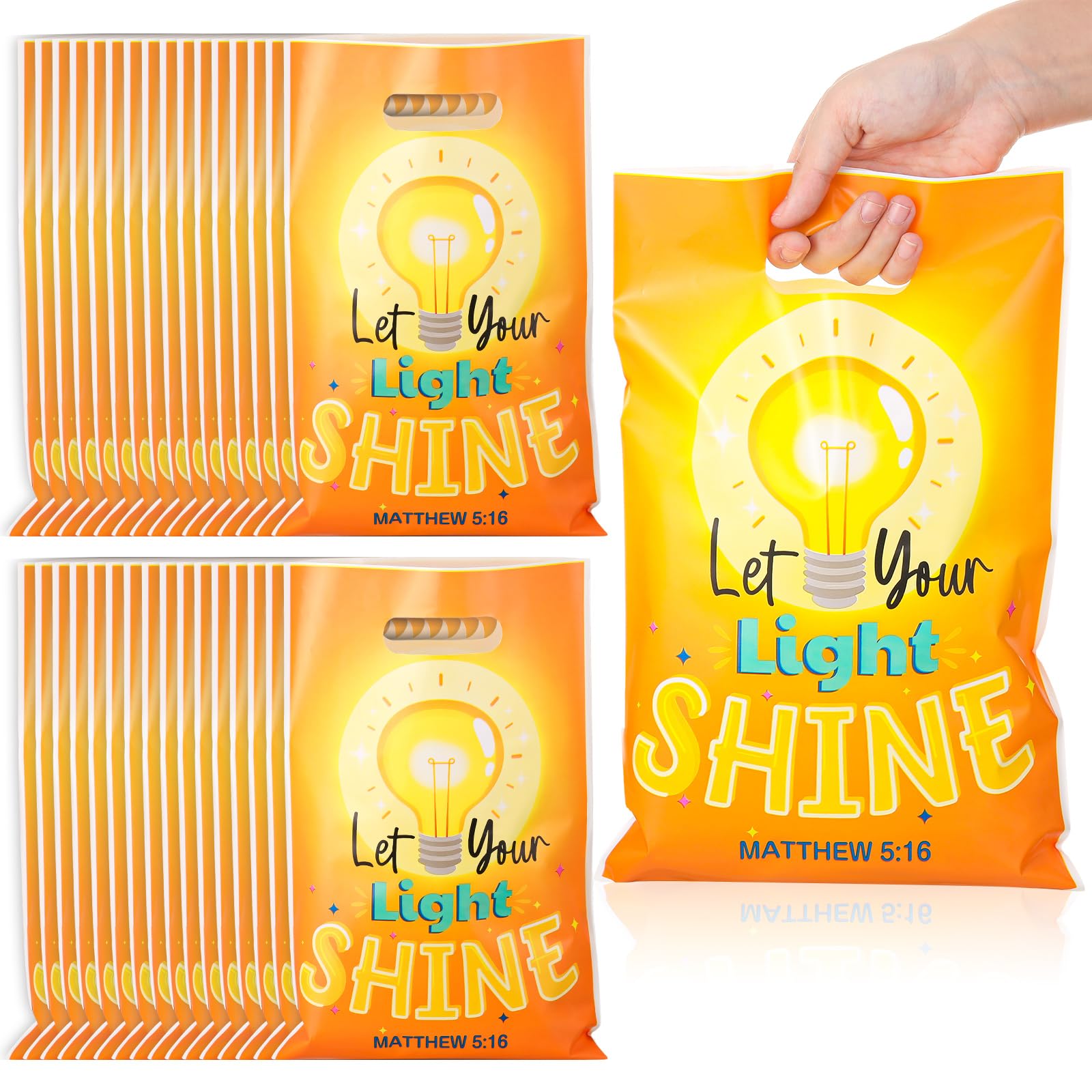 Panelee 100 Pcs Let Your Light Shine Gift Bags, Christian Goody Pouches