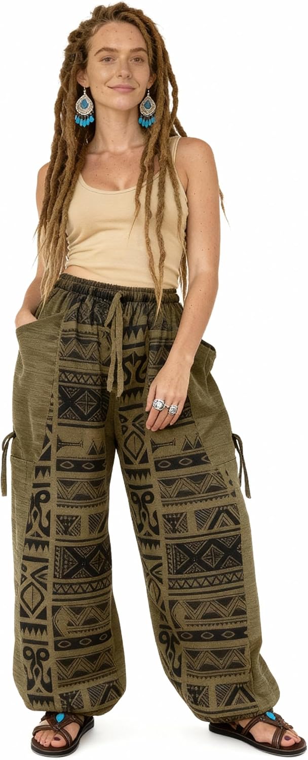Siamrose Baggy Yoga Lounge Pants Harem Trousers Women Men with Adjustable Length 2 Big Pockets