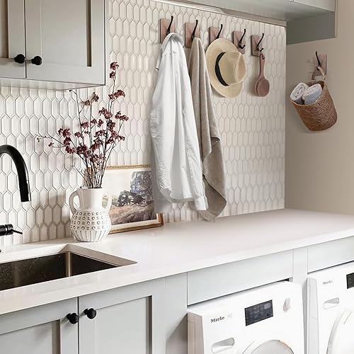 Miniatura 6 de Ganchos de pared adhesivos de lujo de nogal real, ganchos de toalla resistentes para colgar abrigos, batas, sombreros, llaves, bolsas y proporcionan