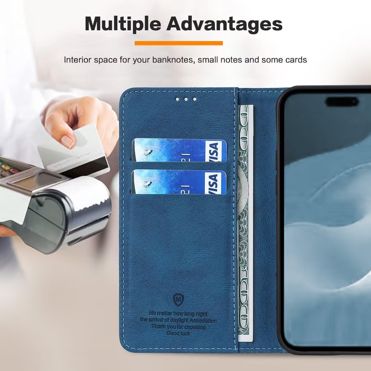 GoodcAcy Wallet Case for iPhone 16 Pro Max Leather Wallet Case, Flip Case with Card Holder and Magnetic Buckle - Image 4