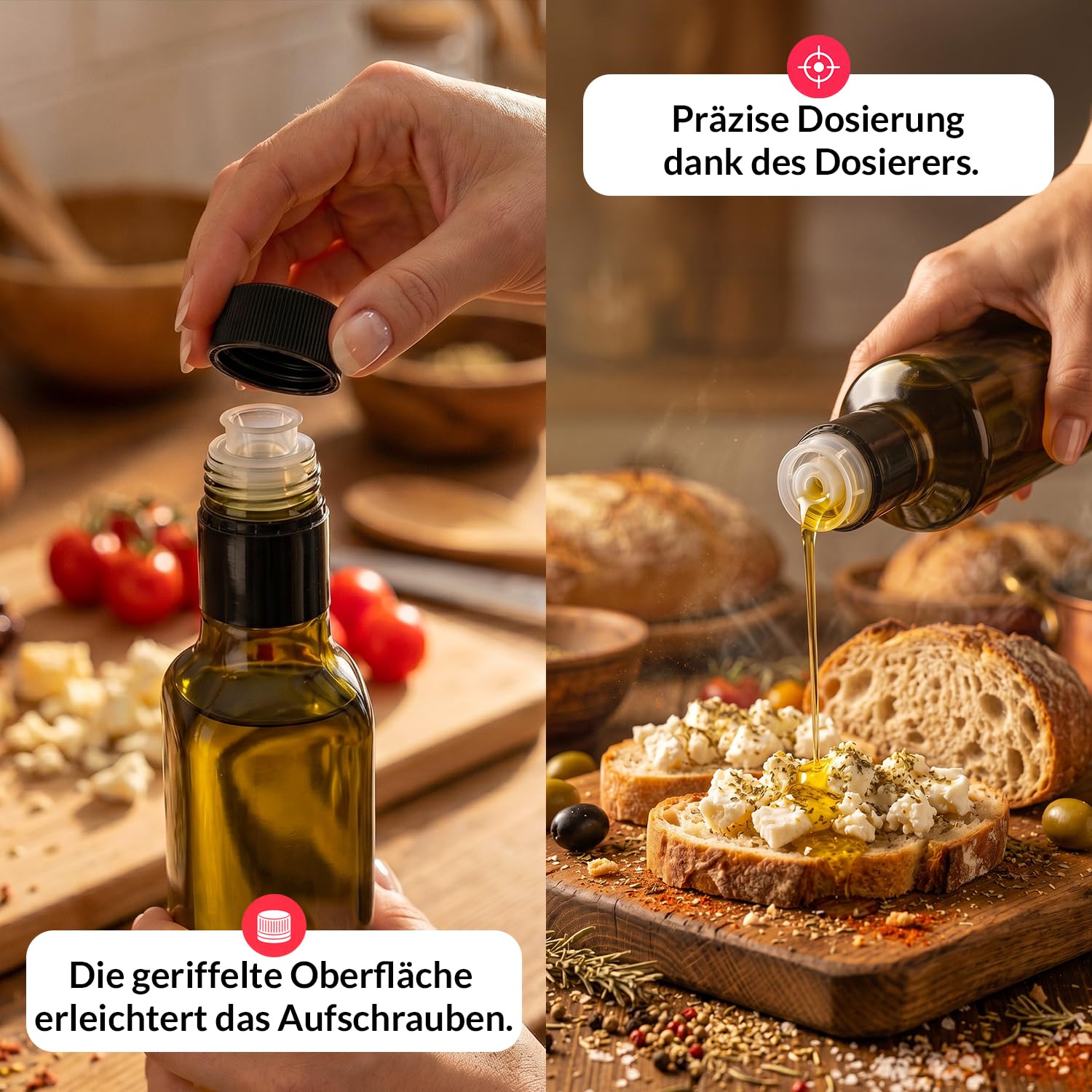 Szklane butelki 500 ml Dorica – oliwkowa zieleń, na olej, ocet i oliwę z oliwek, z dozownikiem – idealne do kuchni, gastronomii i zapasów (40 szt.)