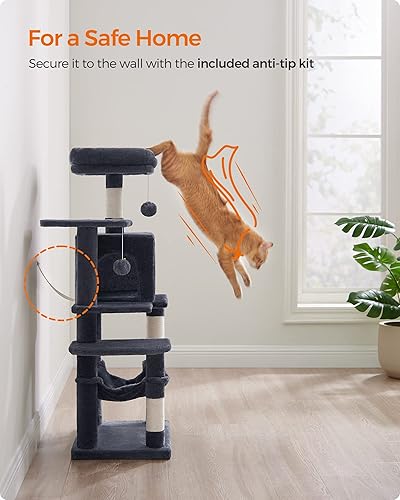 Miniatura 9 de Feandrea - Árbol para gatos de varios niveles para interiores, torre para gatos tipo condominio con 4 postes para rascar, 2 posaderos, hamaca y