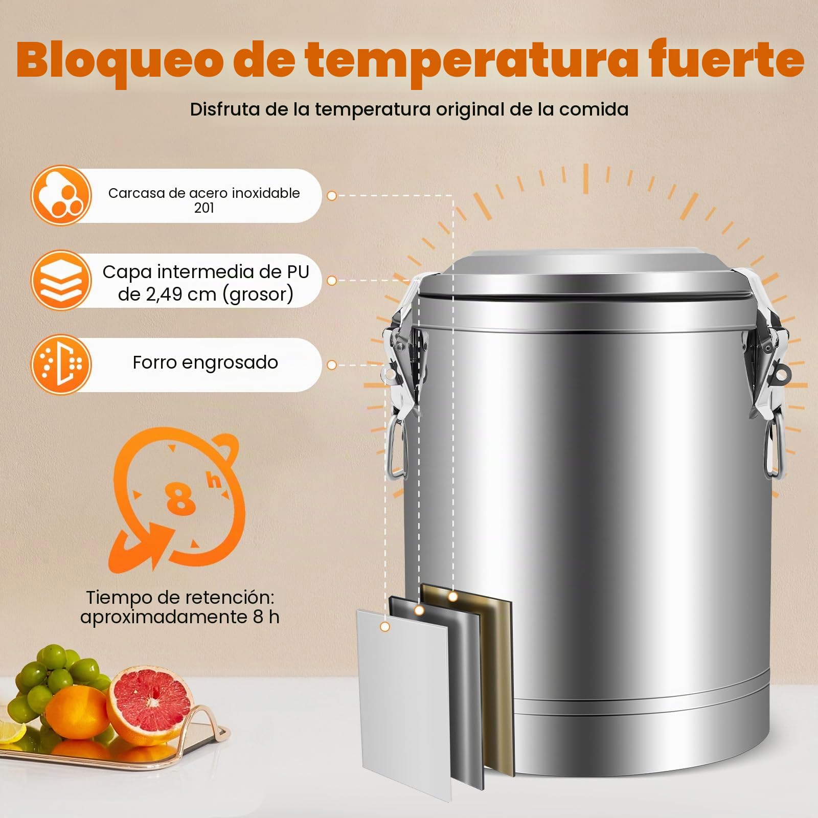 Termo con bomba, 20 l, dispensador de bebidas de acero inoxidable, calentador de alimentos con tapa, para chocolate caliente, té con leche, té helado, leche, zumo, café al aire libre, viajes