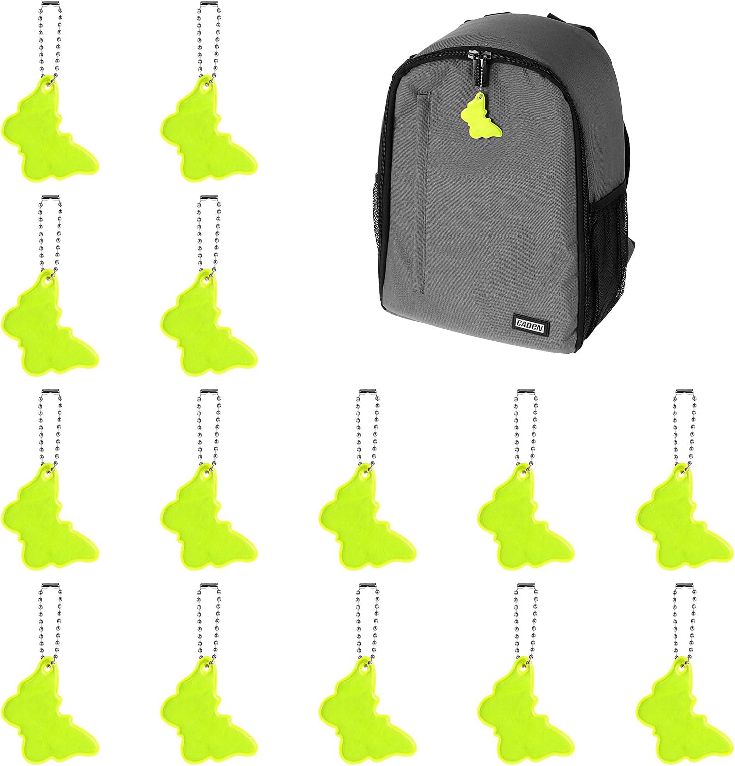 Giantree 14 Pcs Reflective Pendant, Waterproof Safety Reflector Butterfly Pendant Tags Reflective Backpack Pendants for School Bag Wheelchair Bicycle and Running