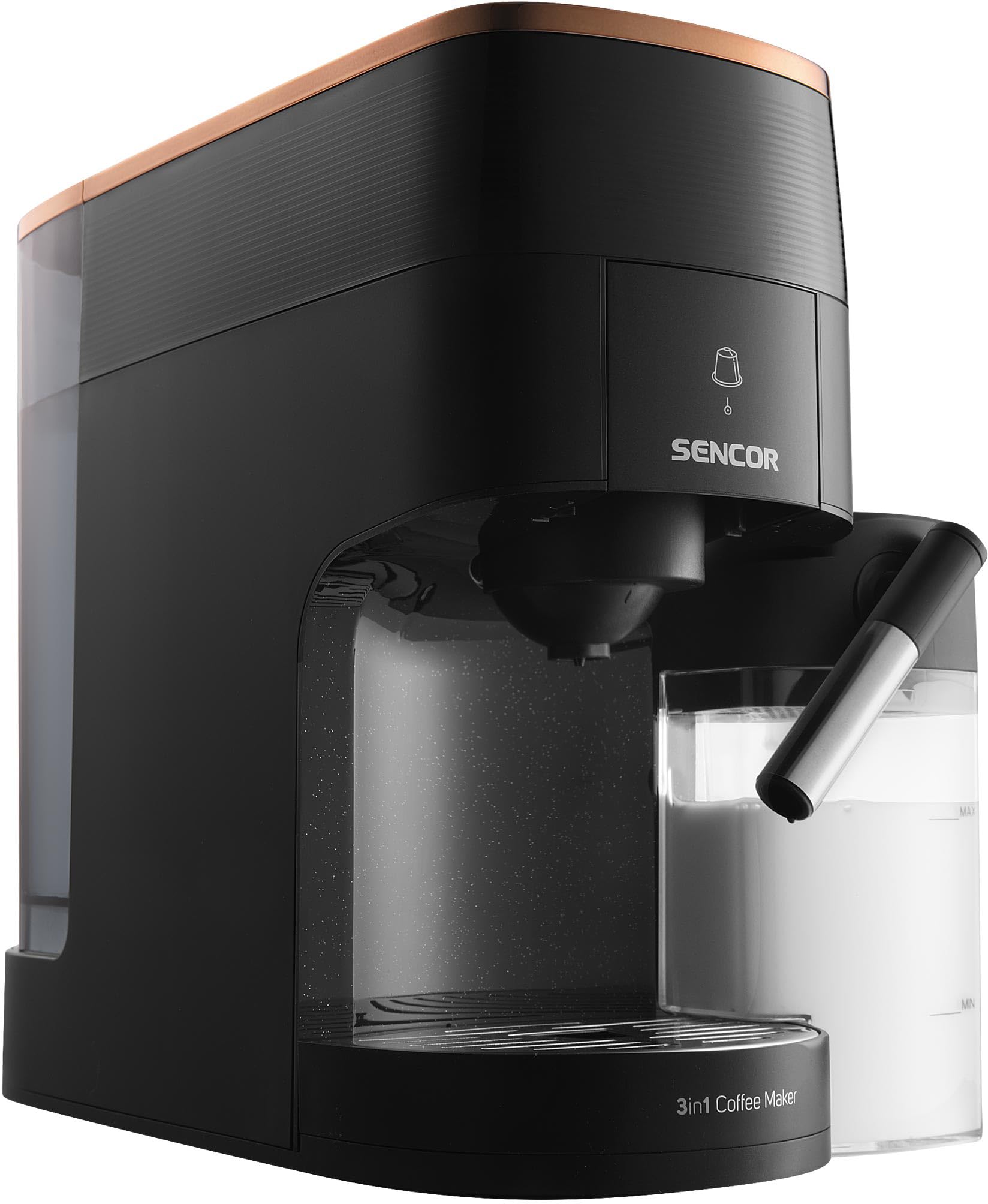 Sencor SCC 3000BK Macchina da Caffè 3 in 1, Multi-Capsula, 19 Bar, Display LED Touch, 1450W, Nero