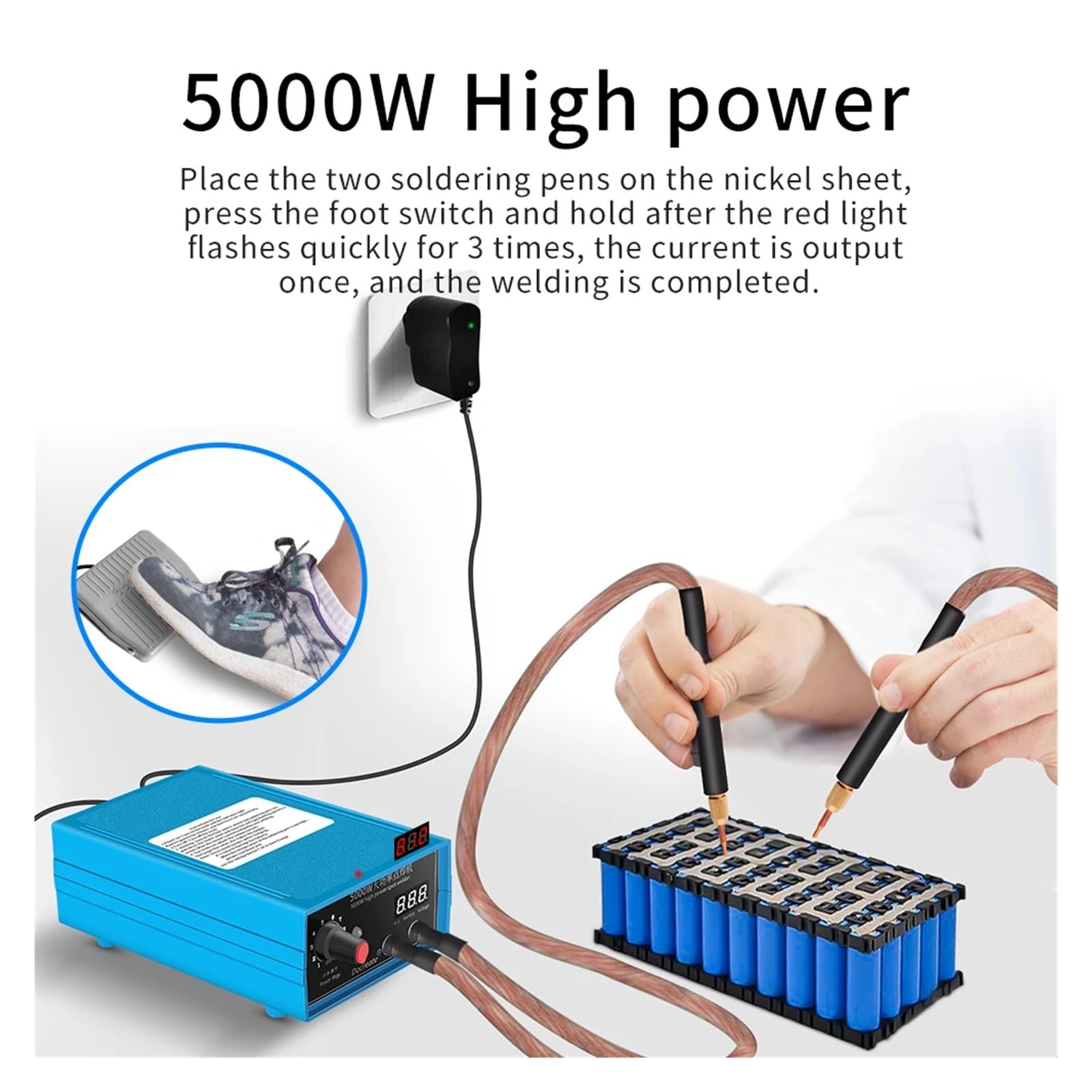Equipo del soldador del punto de la batería, Mini soldador por puntos de 5000W, Kit de bricolaje, paquete de batería 18650, herramientas de soldadura, pluma de máquina de soldadura por puntos portátil