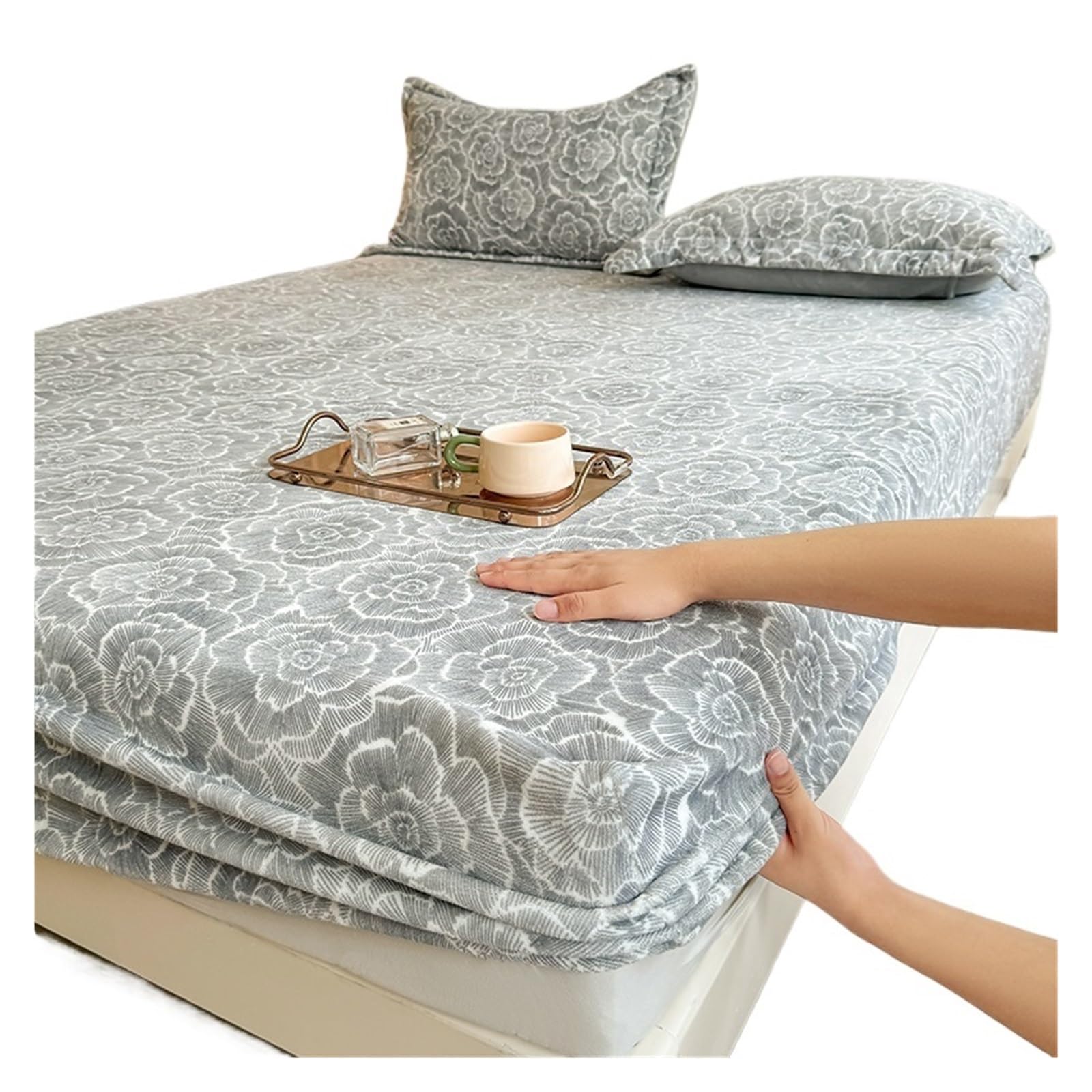 Couvre-lit chaud King size et drap-housse velours pour ensemble de literie hiver anti-froid
