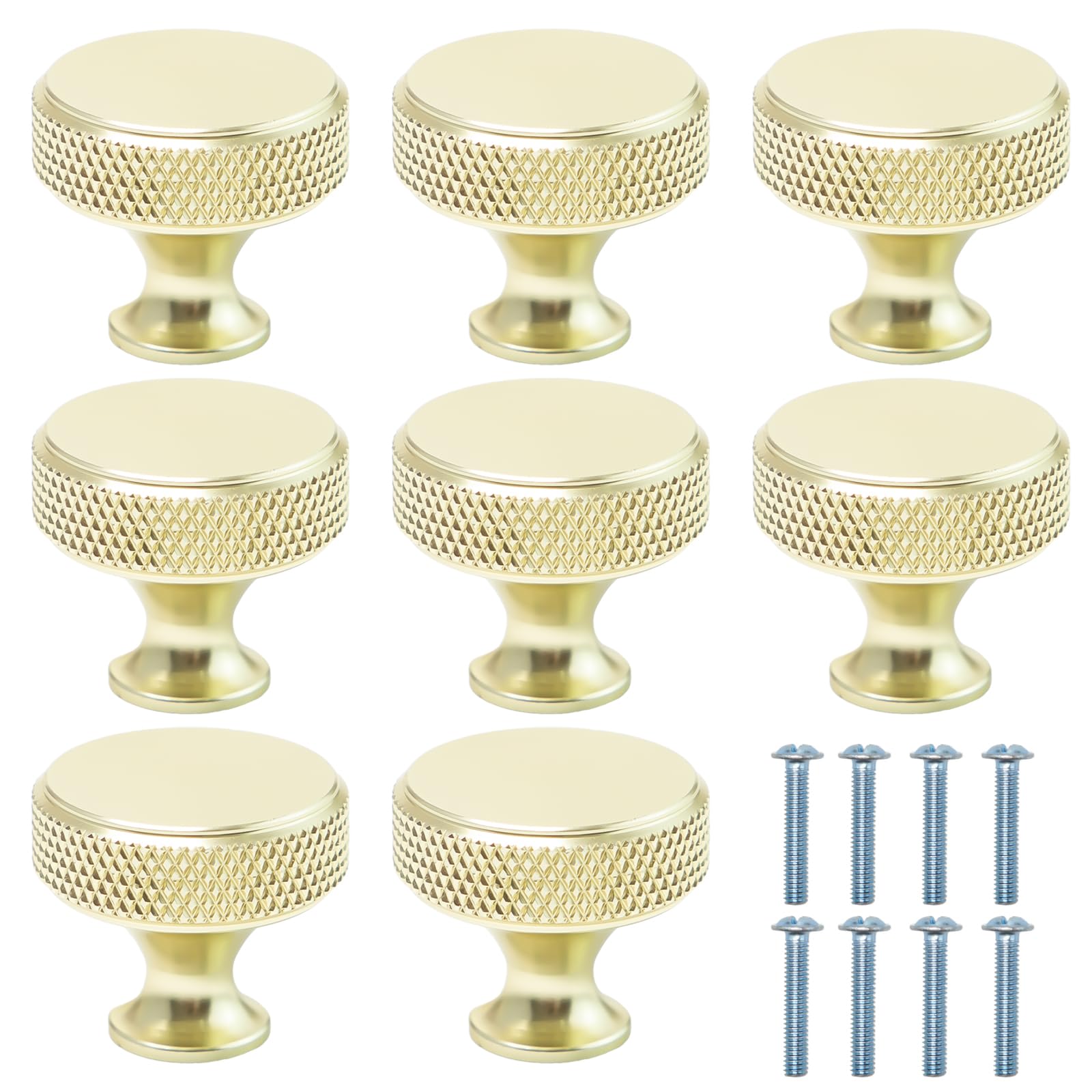 Set 6 Pomelli Per Mobili In Alluminio Dorato - Foro Singolo, Con Viti Da 2.7 E 4.2 Cm, Mini Cacciavite, Facile Installazione Senza Competenze