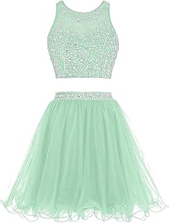 Nina Vestido de tul de dos piezas con agujero de cerradura para baile de graduación y regreso a casa 066