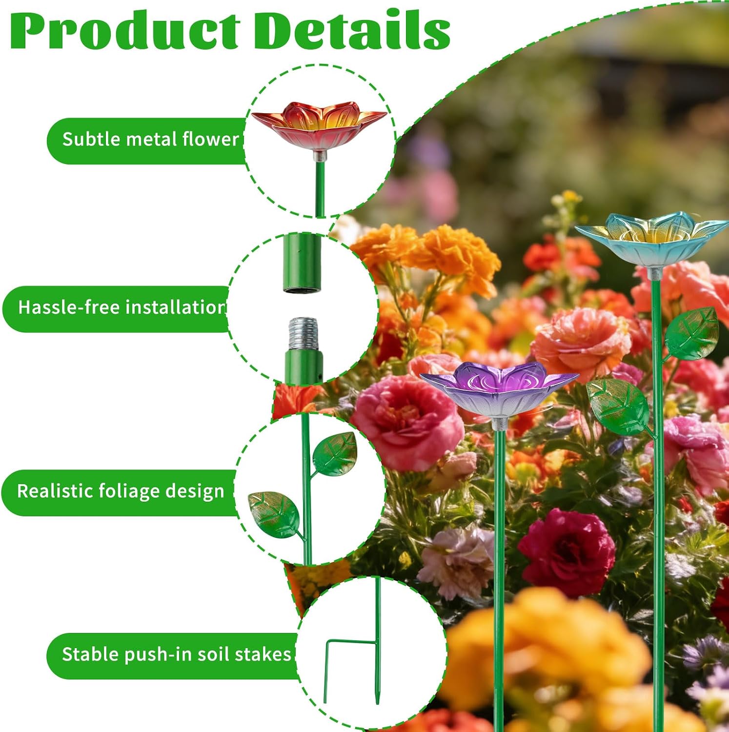 8 Pack Bee Watering Station, Lily Flower Metal Bee Bath with Landing Marbles, Colorful Pollinator Water Feeder & Hydration Station for Outdoor Garden Yard Decor (Blue, Purple, Red, Yellow) image 4