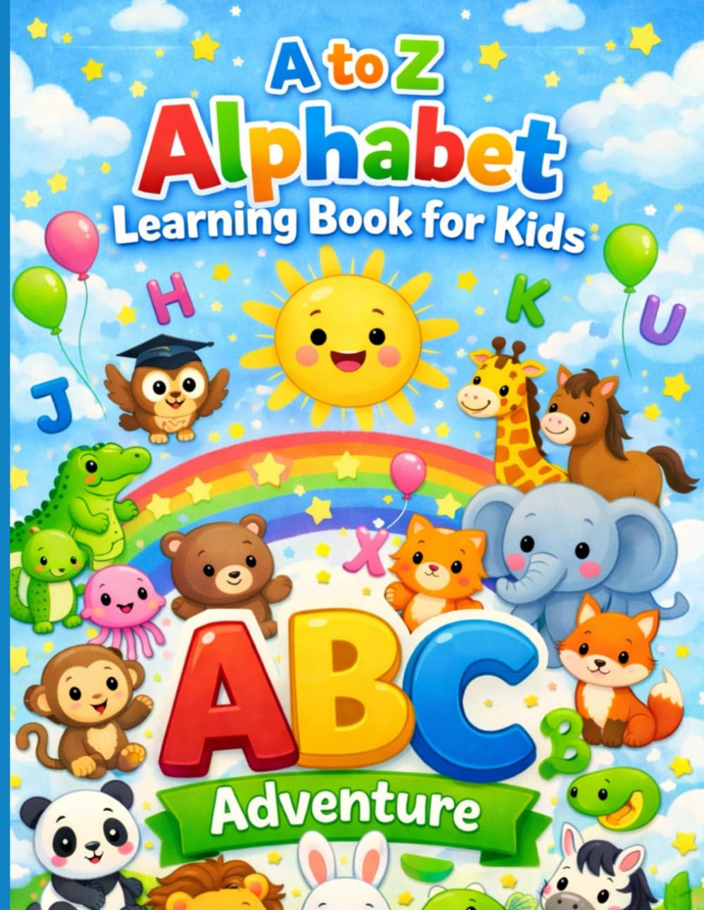 A to Z Alphabet Learning Book for Kids: Fun ABC Words – 6 Words for Each Letter: Easy Learning and Coloring Book for Toddlers and Preschool Kids